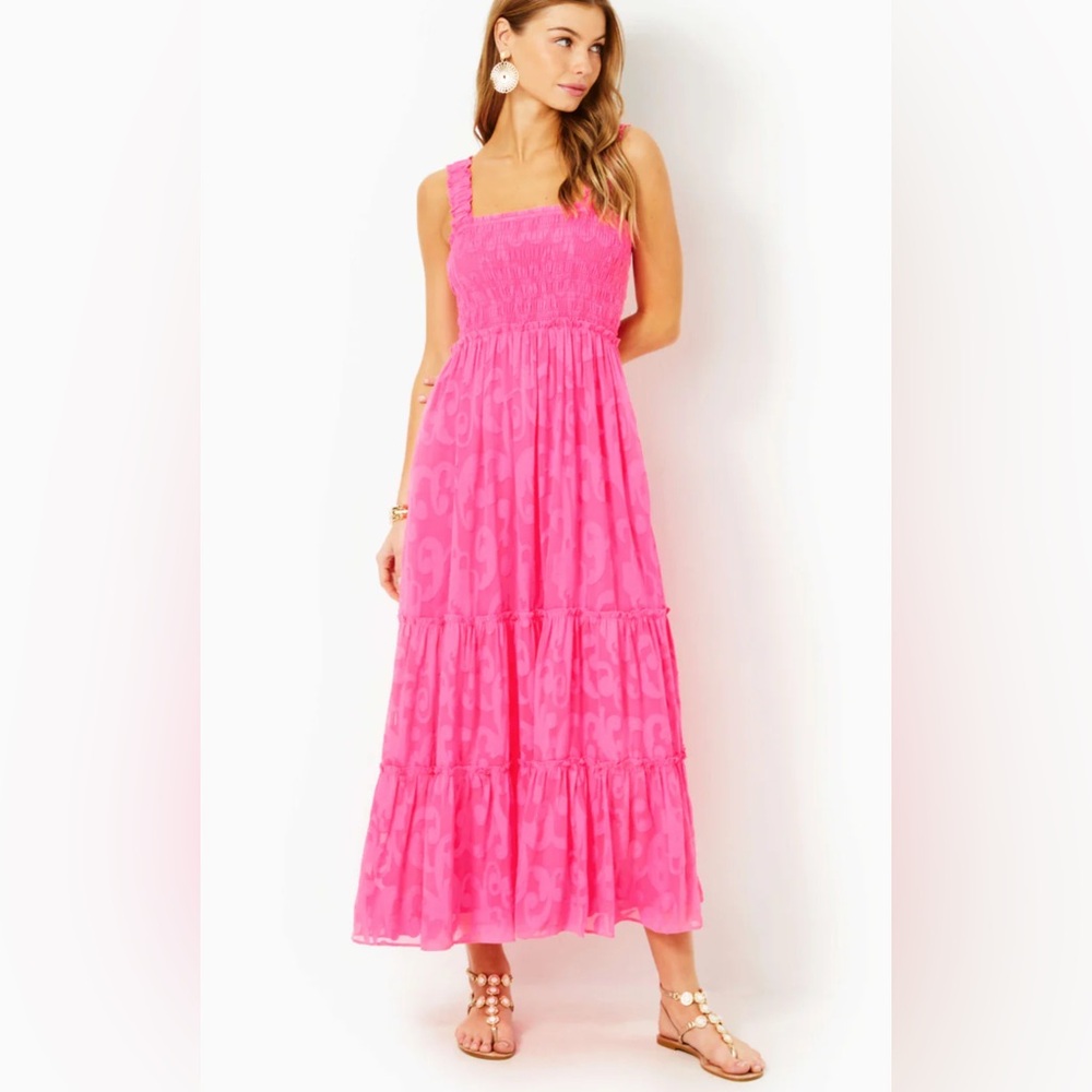 NWT Lilly Pulitzer Hadly Smocked Maxi Dress sz L